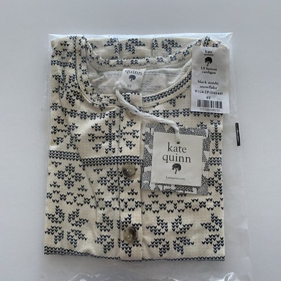 Kate Quinn Organics Black Nordic Snowflake Cardigan 6 Years - Picture 4 of 5
